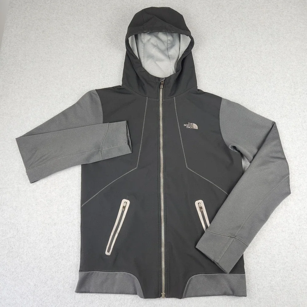 The North Face Hoodie‎ Mens S Black Grey Full Zip Technical Jacket Thumbholes
